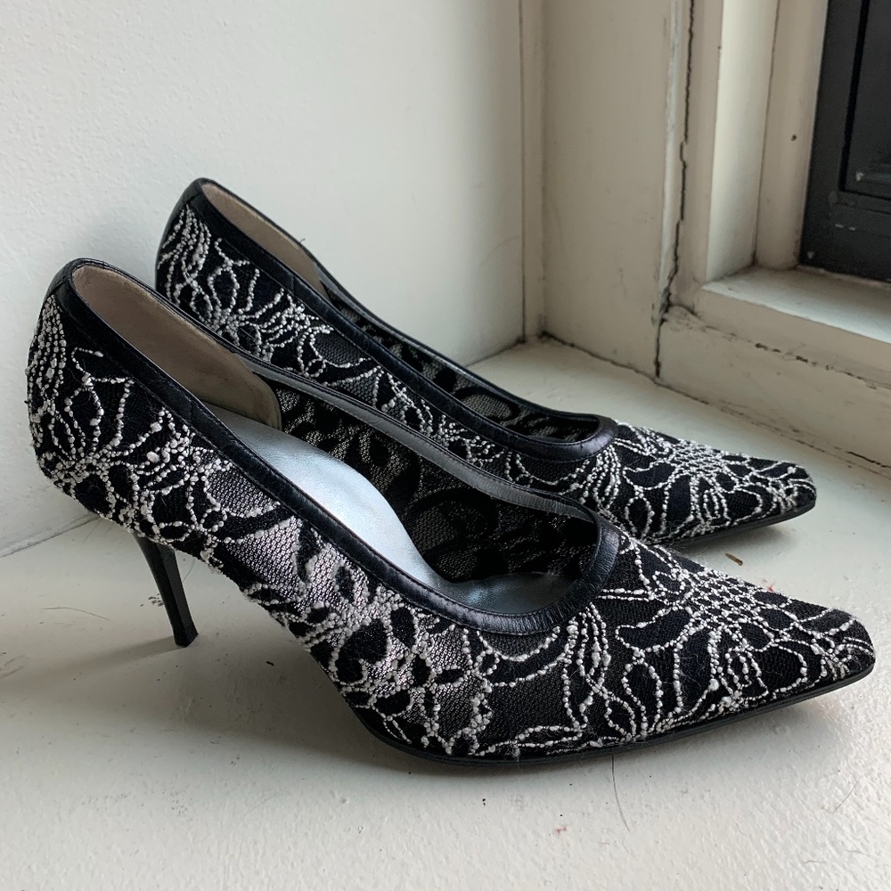Armando Arcangeli Black and White Lace Heels